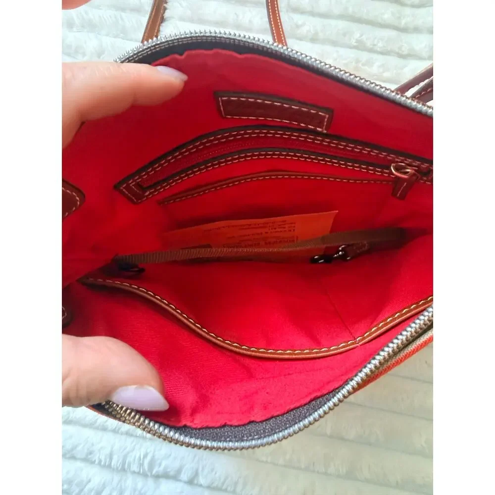 Dooney & Bourke Eastham Crossbody EUC orange white stripe crossbody fabric